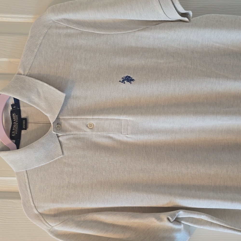 U.S. POLO ASSN. BRAND MEN'S ECRU WHITE SHORT SLEEVES POLO SIZE LARGE